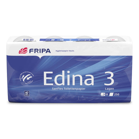 Fripa Edina Toilettenpapier, 3-lagig 1 Paket = 9 Packungen à 8 x 250 Blatt