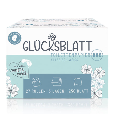 Fripa Glücksblatt Toilettenpapier, weiß, 3-lagig 1 Karton = 27 Rollen à 250 Blatt