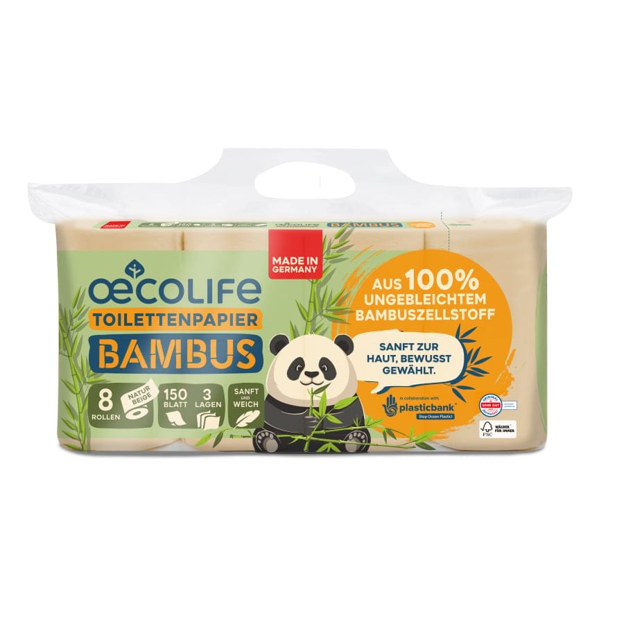 Fripa oecolife Toilettenpapier, BAMBUS, 3-lagig, naturbeige 1 Paket = 7 Packungen à 8 x 150 Blatt
