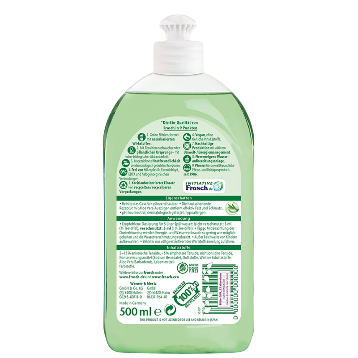 Frosch Aloe Vera Spülmittel, hautfreundlich