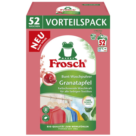 Frosch Bunt-Waschpulver, Granatapfel, farbschützende Rezeptur 432 kg, Packung 52 Waschladungen