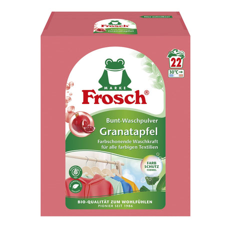 Frosch Bunt-Waschpulver, Granatapfel, farbschützende Rezeptur 45 kg, Packung 22 Waschladungen
