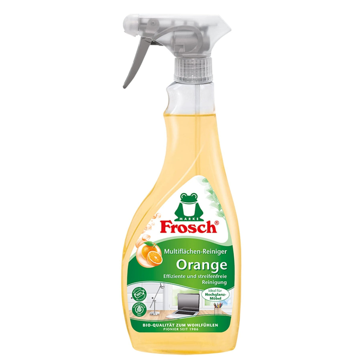 Frosch Multiflächenreiniger orange, streifenfrei 500 ml, Mit Recyceltem Spruehkopf