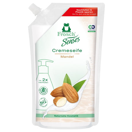 Frosch Sense Flüssigseife, Cremeseife, Mandelmilch, hautschonend 500 ml, Nachfuellbeutel
