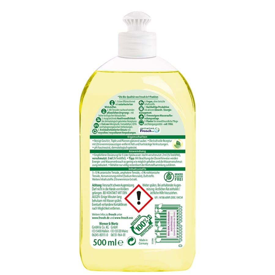 Frosch Zitronenminze Spülmittel, hohe Fettlösekraft