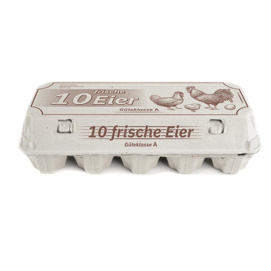Funny Eierschachteln, bedruckt mit "10 Frische Eier", weiß