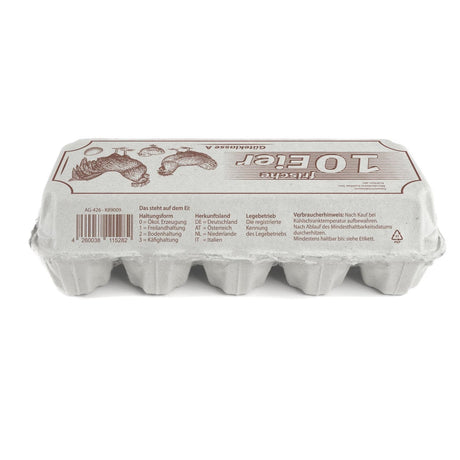 Funny Eierschachteln, bedruckt mit "10 Frische Eier", weiß
