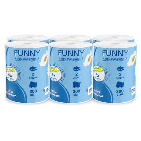 Funny Jumbo Küchenrolle, 2-lagig, weiß 6 Rollen 300 Blatt