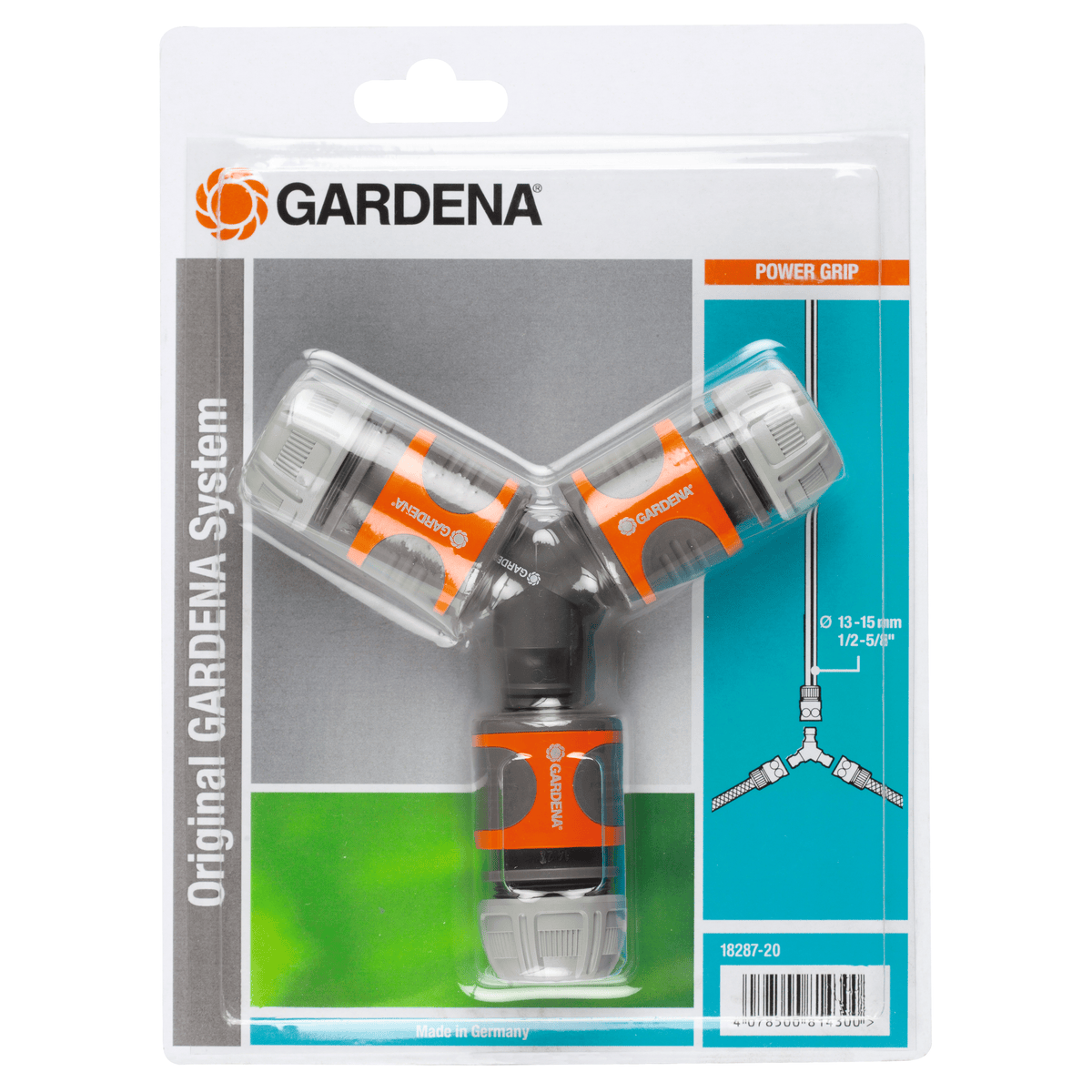 Gardena Y-Stück zur Schlauchabzweigung Abzweig-Satz mit 3 Schlauchverbindern