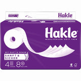 Hakle Sanft Sicher Toilettenpapier 4-lagig weich saugfähig 1 Packung = 8 Rollen zu je 130 Blatt