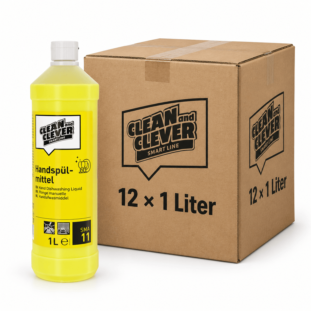 Handspülmittel SMA11 Clean and Clever - Frischer Glanz mit Zitronenduft 12 x 1 Liter Vorteilspack