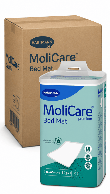 Hartmann MoliCare Premium Bed Mat Bettschutzunterlagen hohe Saugfähigkeit 1 Karton = 4 Packungen à 30 Stück, Format: 60 x 60 cm