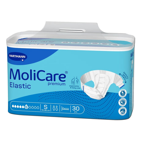Hartmann MoliCare Premium Elastic Inkontinenzslip 6 Tropfen Schutz 1 Beutel = 30 Stück, Größe S, Bauchumfang 70-90 cm