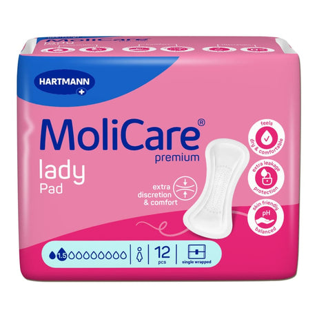 Hartmann MoliCare premium lady Pad Inkontinenzeinlagen anatomisch geformt 1,5 Tropfen, 1 Packung = 12 Einlagen
