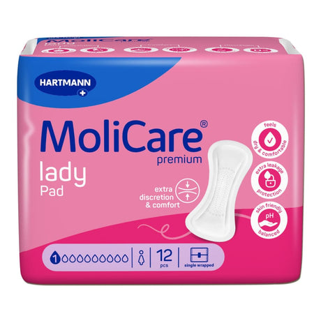 Hartmann MoliCare premium lady Pad Inkontinenzeinlagen anatomisch geformt 1 Tropfen, 1 Packung = 12 Einlagen