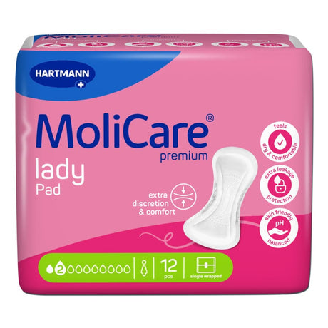 Hartmann MoliCare premium lady Pad Inkontinenzeinlagen anatomisch geformt 2 Tropfen, 1 Packung = 12 Einlagen