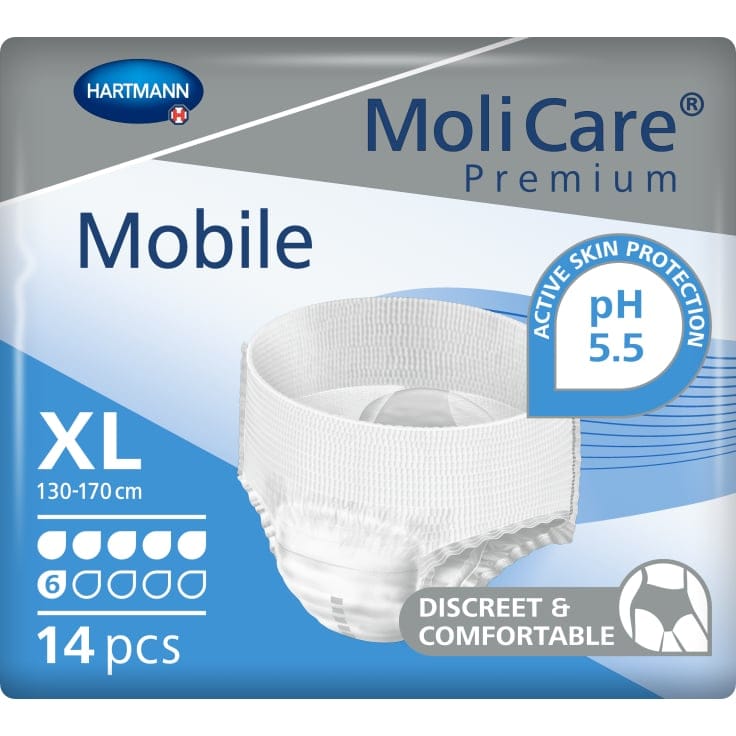 Hartmann MoliCare Premium Mobile Inkontinenzslip 6 Tropfen Anziehhilfe Xl 4 bauchumfang 130 170 cm