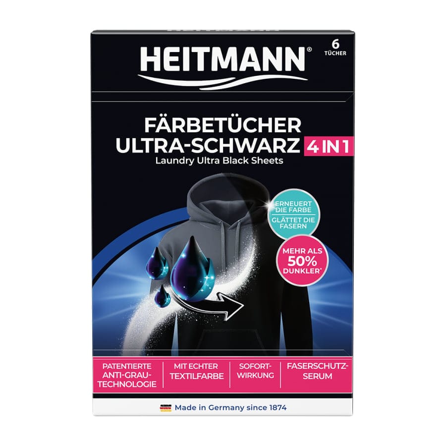 HEITMANN 4 in 1 Färbetücher Ultra-Schwarz 6 Tücher