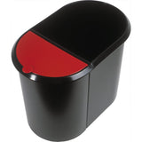 helit System-Papierkorb the double, 20 + 9 Liter schwarz/rot