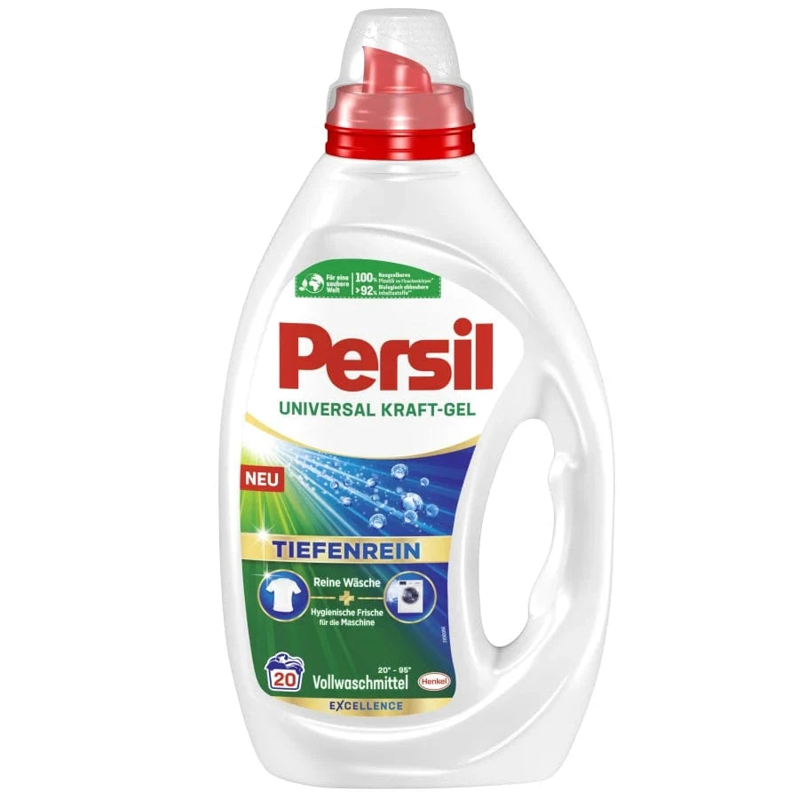 Persil Universal Kraft Gel vollwaschmittel, tiefenreine Sauberkeit für alle Textilien bei 20 °C.