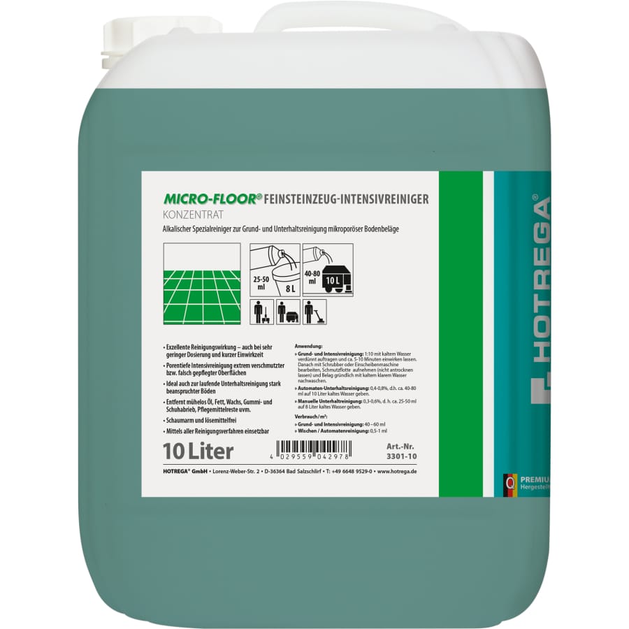 HOTREGA PROFESSIONAL Micro-Floor Feinsteinzeug-Intensivreiniger 10 Liter Kanister