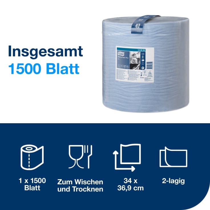 Tork Advanced Wischtuch 420 Großrolle blau
