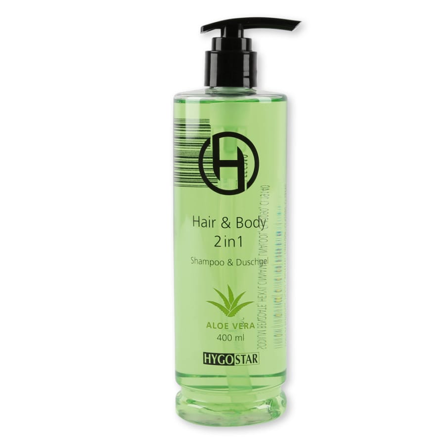 Hygostar® Hair & Body 2in1, Shampoo und Duschgel, Aloe Vera Duft 1 Packung (15 Flaschen × 400 ml)