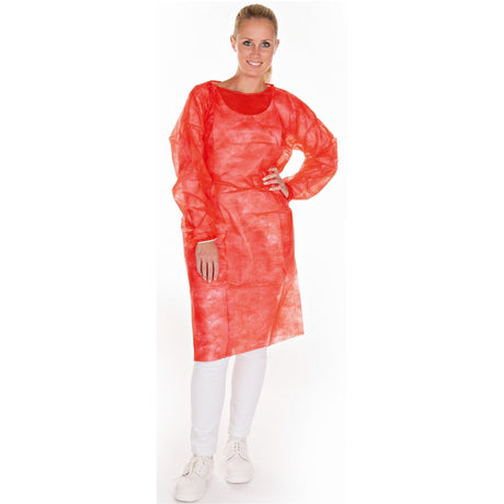 Hygostar® PP-Vlies Schutzkittel mit Bündchen 1 Packung (10 Stück), 115x140cm Rot