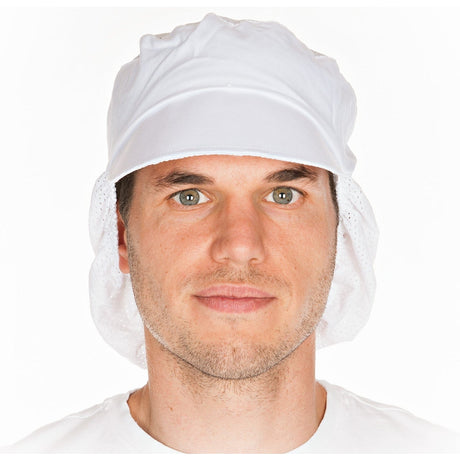 HYGOSTAR® Schildmütze mit Haarschutz und Netzteil 1 Packung (10 Stück), Weiß