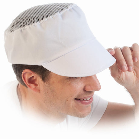 HYGOSTAR® Schildmütze mit Netzoberteil 1 Packung (10 Stück), Weiß