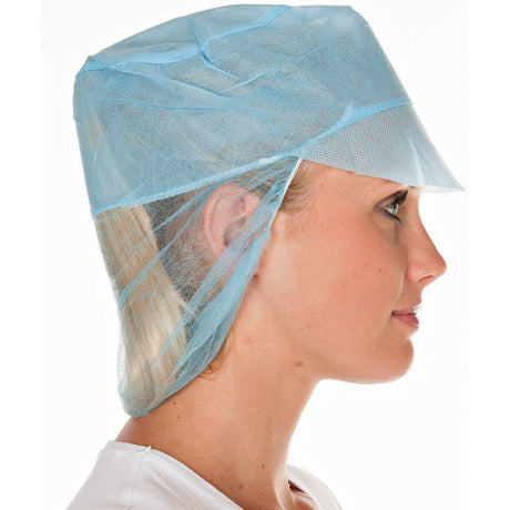 HYGOSTAR® Schildmütze Polypropylen mit Haarschutz 1 Karton (5 Packungen × 500 Stück), Blau