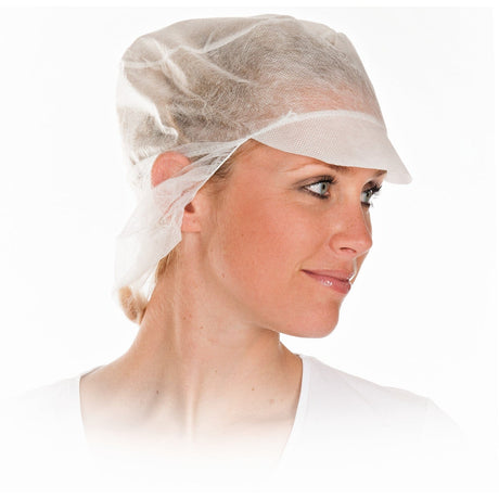 HYGOSTAR® Schildmütze Polypropylen mit Haarschutz 1 Packung (100 Stück), Weiß
