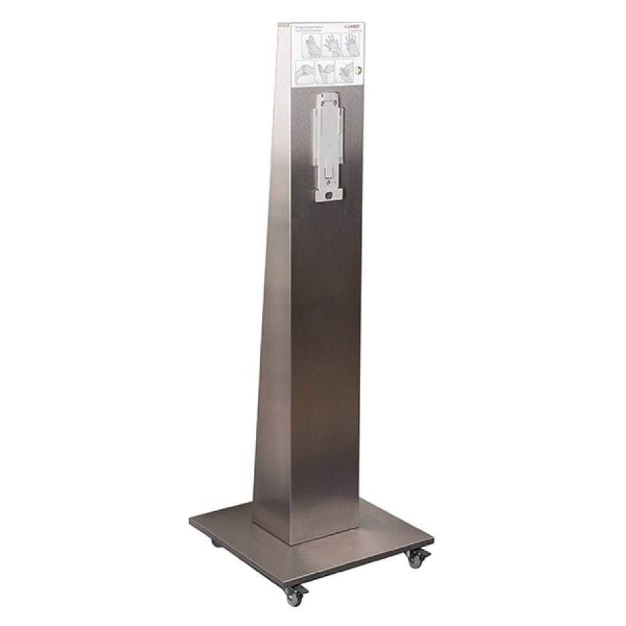 ingo-man® plus Desinfektionssäule für 1-Liter-Spender, Edelstahl mit Rollen