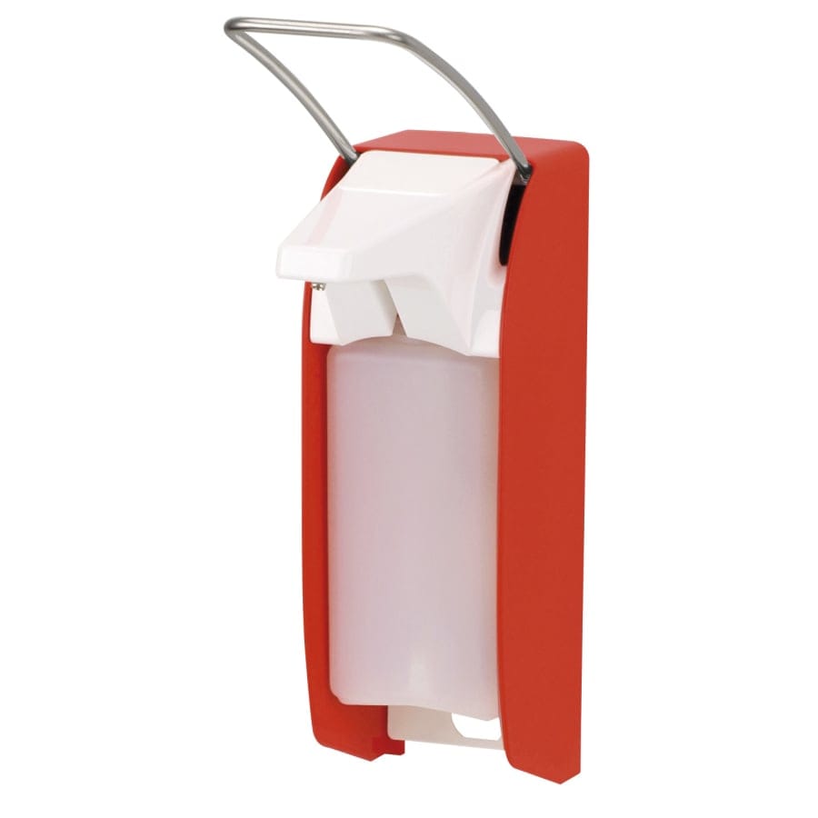 ingo-man® plus IMP E/ELS P/24 Seifen- und Desinfektionsmittelspender, Signalfarben kurzer Hebel, leuchthellrot