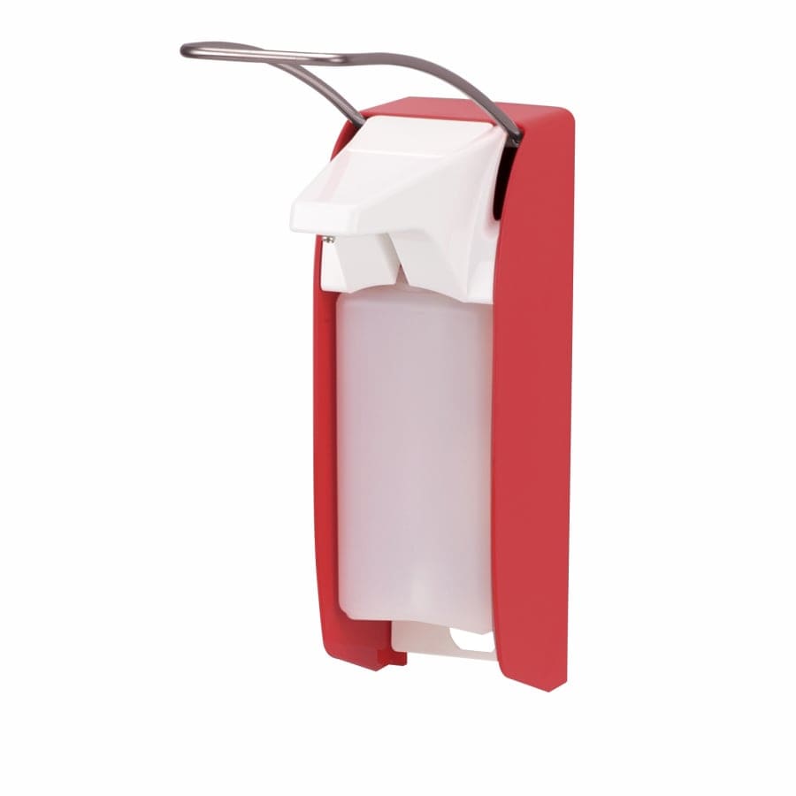 ingo-man® plus IMP E/ELS P/24 Seifen- und Desinfektionsmittelspender, Signalfarben langer Hebel, leuchthellrot