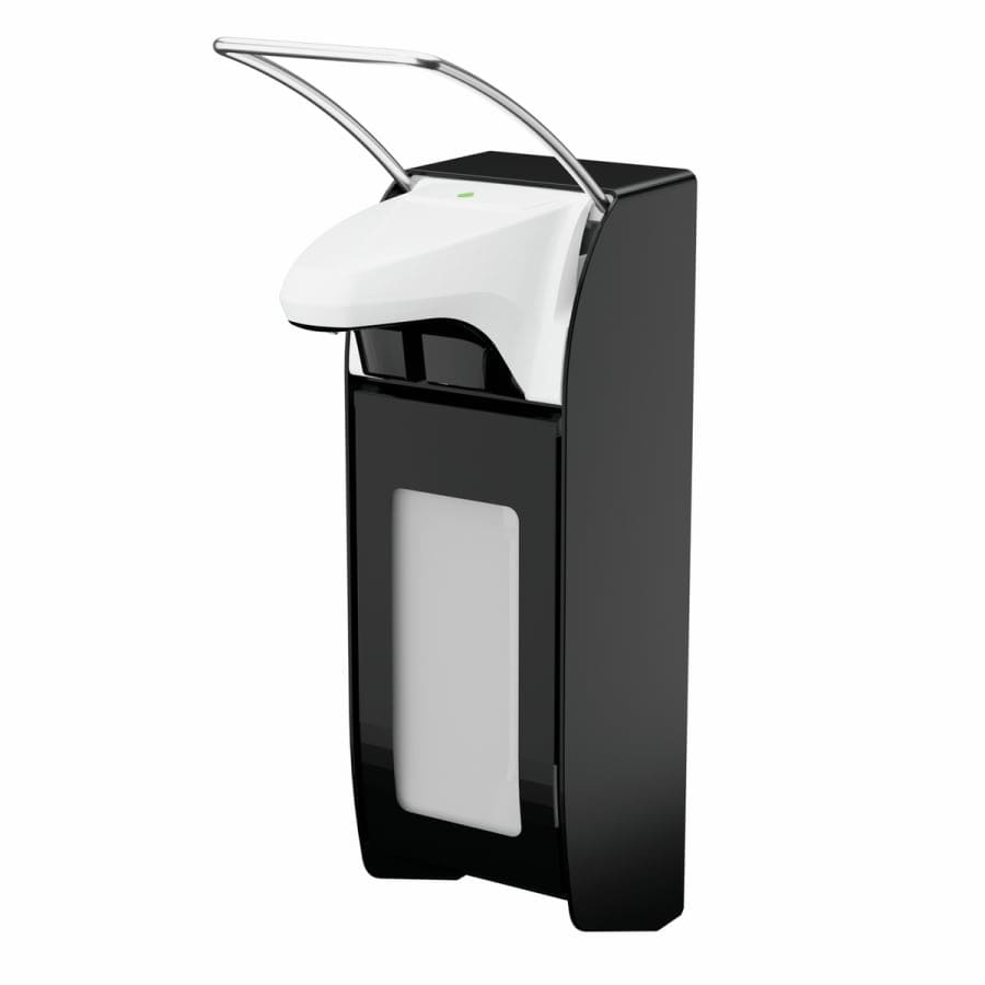 ingo-man® smart Eurospender für Seife und Desinfektionsmittel, mattschwarz 1000 ml, kurzer Hebel