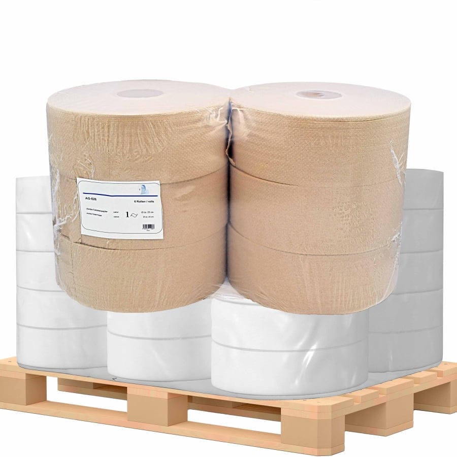 Jumbo-Toilettenpapier, Krepp, 1-lagig, hellgrau, 525 m ½ Palette = 25 Pakete à 6 x 525 Meter
