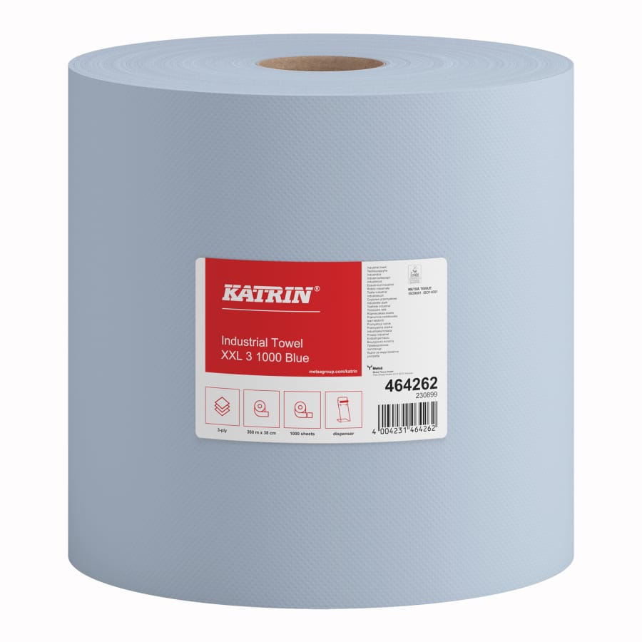 KATRIN Putztuchrolle, 38x36 cm, 3-lagig, blau ½ Palette = 15 Rollen