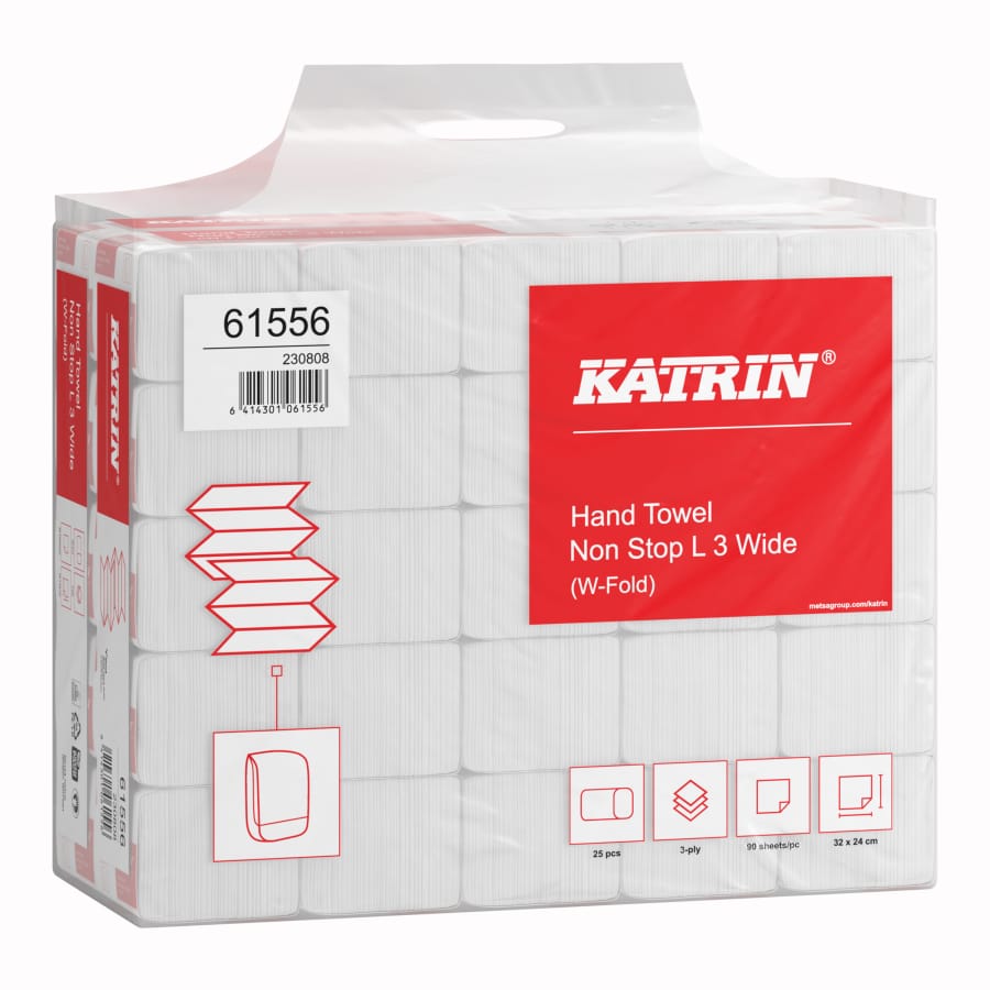 KATRIN W-Falz Falthandtücher Non Stop L Wide 90 Blatt, Handy Pack