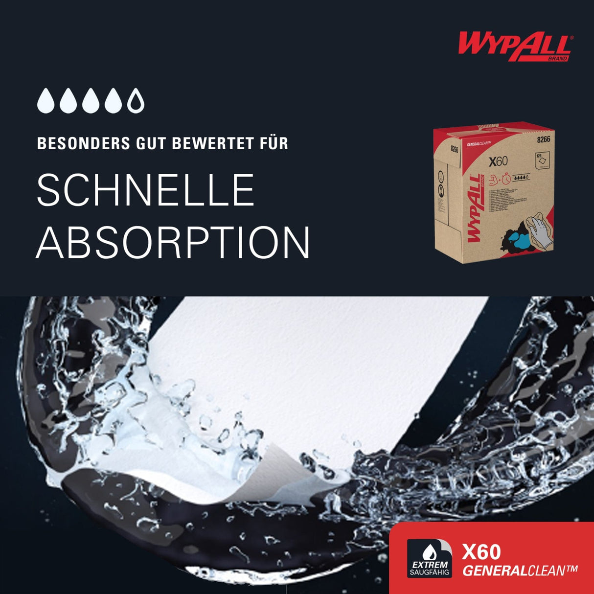 KC WYPALL* X60- Wischtücher - Zupfbox, 1-lagig, weiß