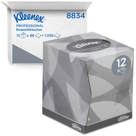 KLEENEX® Kosmetiktücher Würfel-Box 1 Karton = 12 Boxen x 88 Blätter = 1056 Blätter