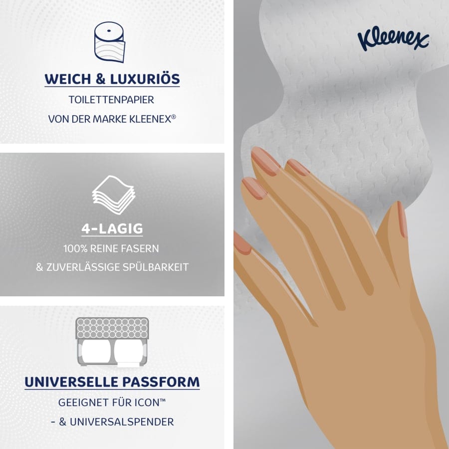 KLEENEX® Toilettenpapier Rollen, 4-lagig, weiß