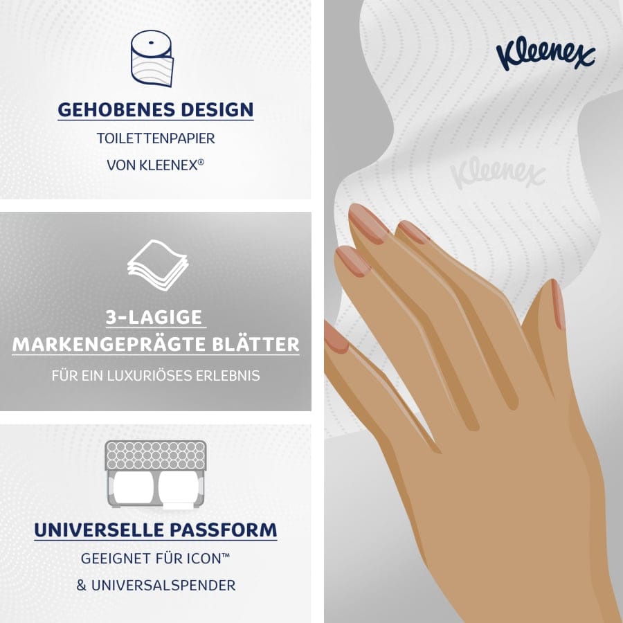 KLEENEX® Toilettenpapierrollen 3-lagig, weiß, Großpackung