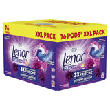 Lenor All in 1 PODS Colorwaschmittel Amethyst Blütentraum 1 Karton (2 Packungen × 38 Stück × 7 g)