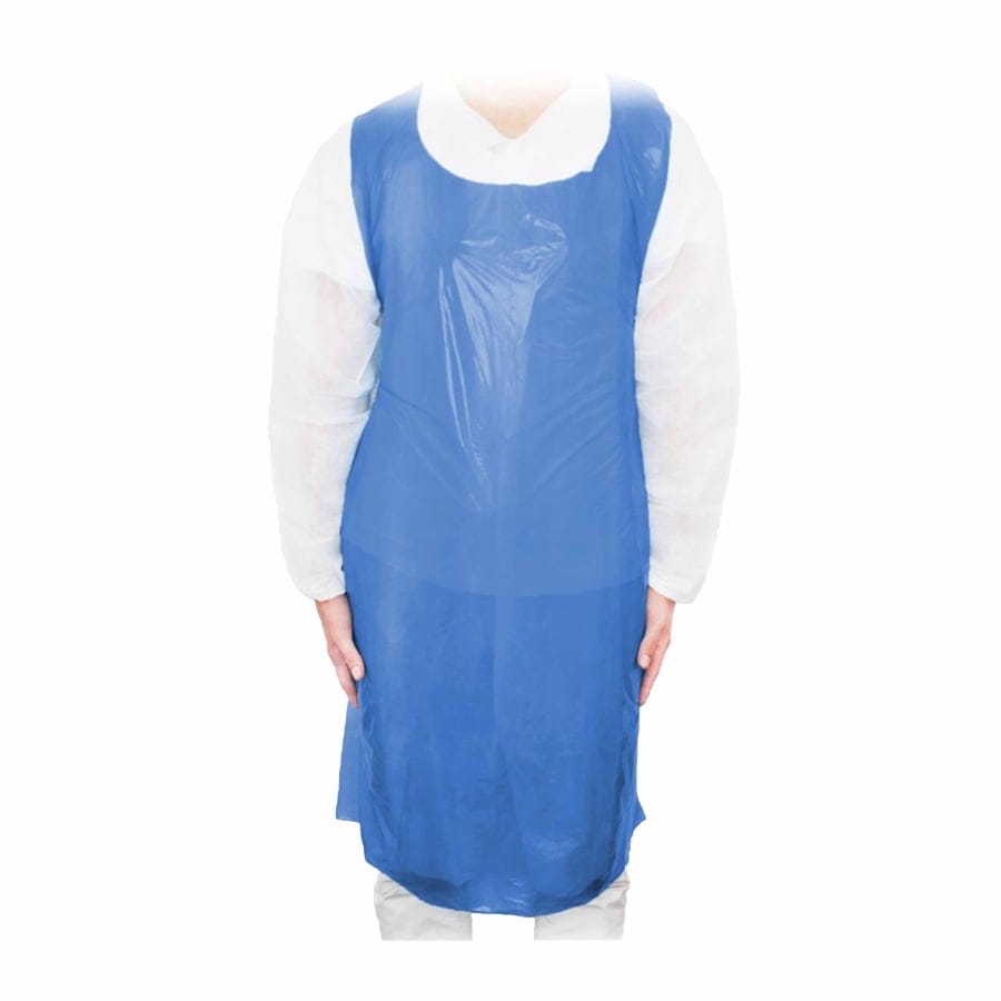 MaiMed Apron PE Einwegschürze geblockt blau, Heavy, 75 x 125 cm, 50 Stück