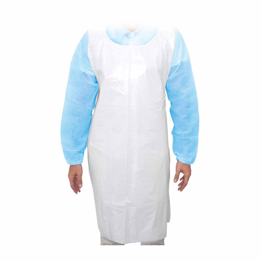 MaiMed Apron PE Einwegschürze geblockt weiß, Light, 75 x 120 cm, 100 Stück