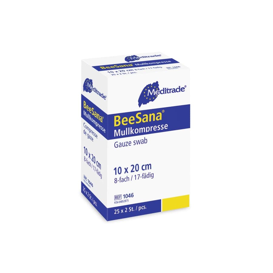 Meditrade BeeSana® Mullkompressen 10x20 cm, EN 14079, steril 1 Karton (8 Packungen × 25 Stück)