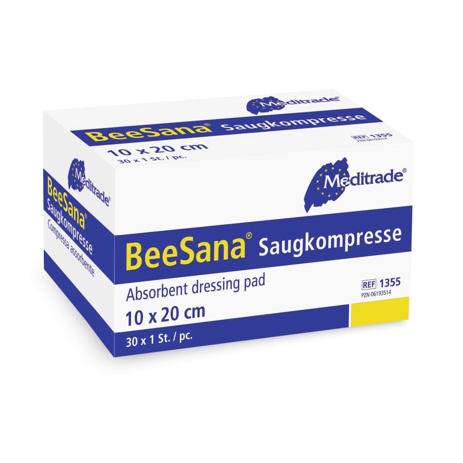 Meditrade BeeSana® Saugkompressen 10x20 cm, steril 1 Karton (12 Packungen × 30 Stück)