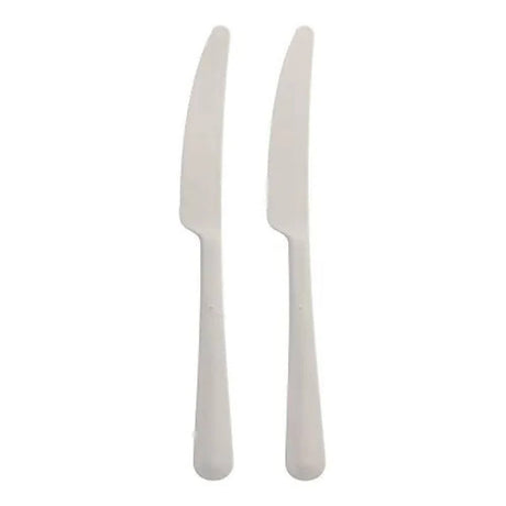 Mehrweg Messer, Bio-PP, extra stabil, 19,7 cm 1 Karton (20 Packungen × 10 Stück), Weiß