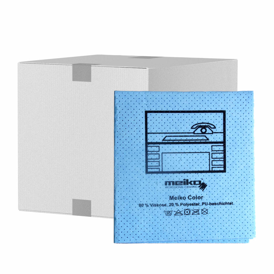 Meiko COLOR Fenstertuch blau mit Piktogramm Büro, Karton